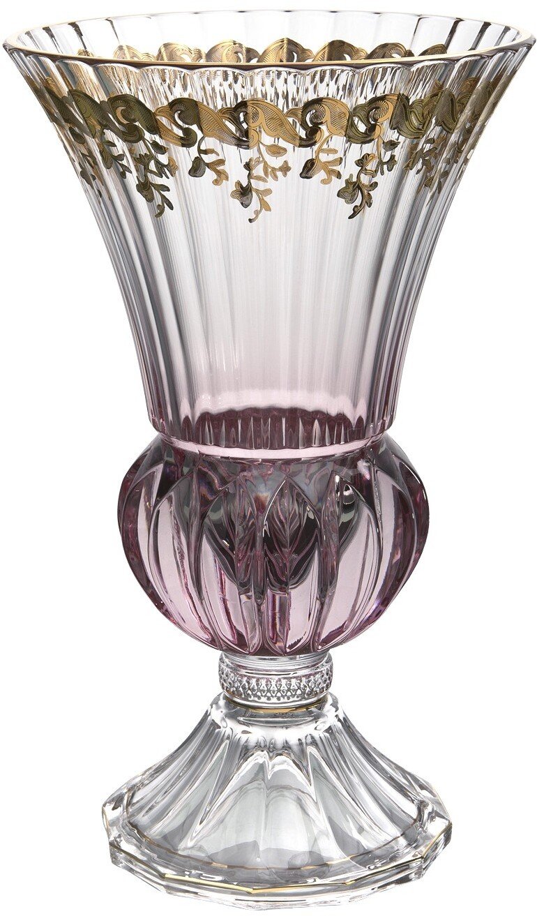 Wazon kryształowy 35 cm na nodze Pink-FT-AD