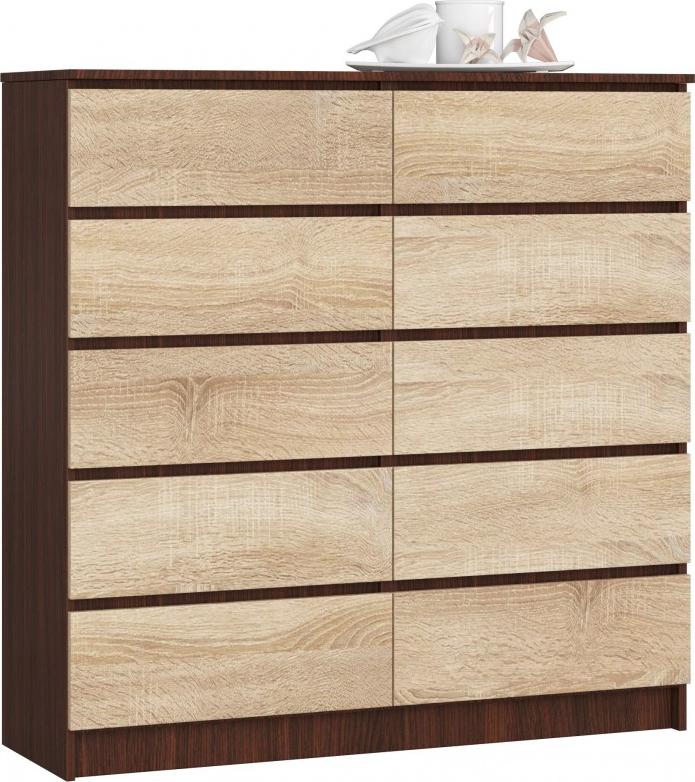 Fabryka Mebli Akord KOMODA K 120 cm 10 SZUFLAD WENGE / SONOMA