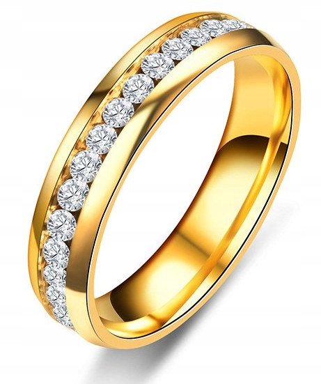 ZŁOTA OBRĄCZKA ŚLUBNA PIERŚCIONEK STAL 316L r.19