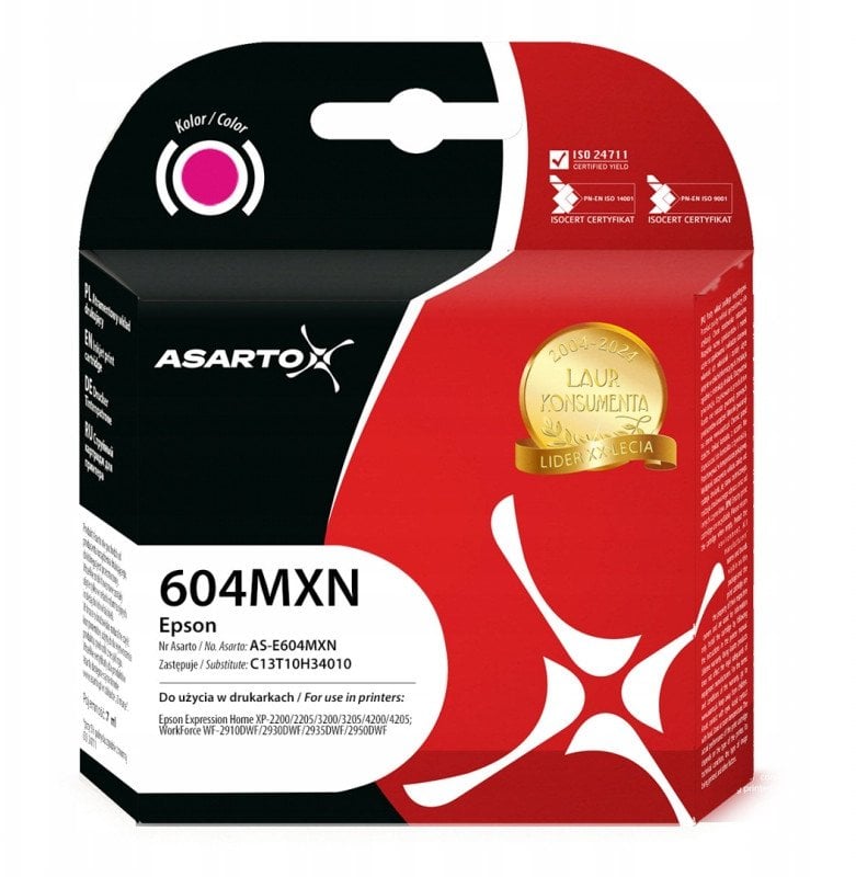 Tusz Asarto do Epson 604MXN | C13T10H34010 | 400 str. | 7ml | magenta