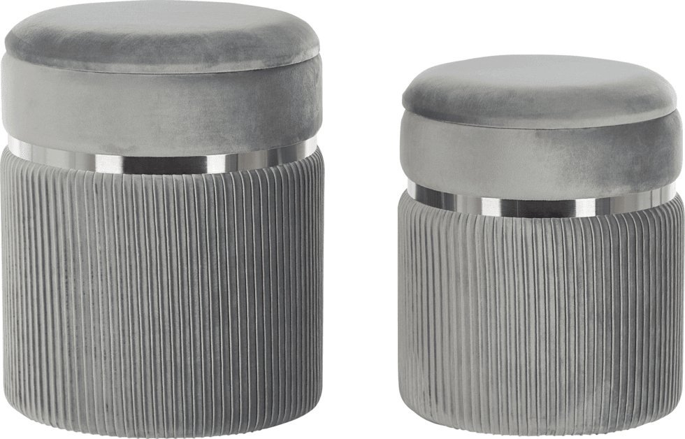 Beliani Zestaw 2 welurowych pufów ze schowkiem jasnoszary CAMDENTON