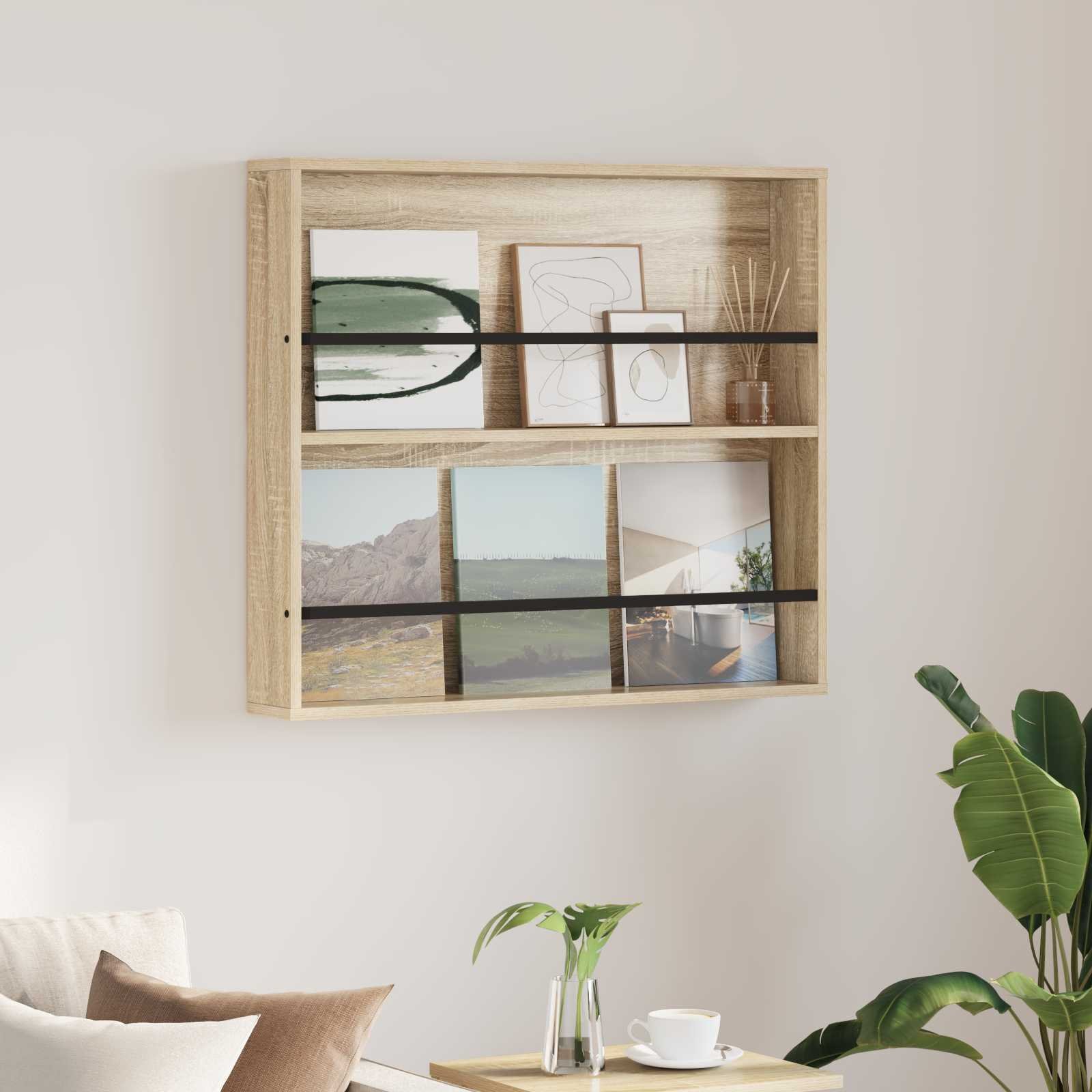 vidaXL Regał na gazety z półką Dąb Sonoma 80 x 12 x 70 cm