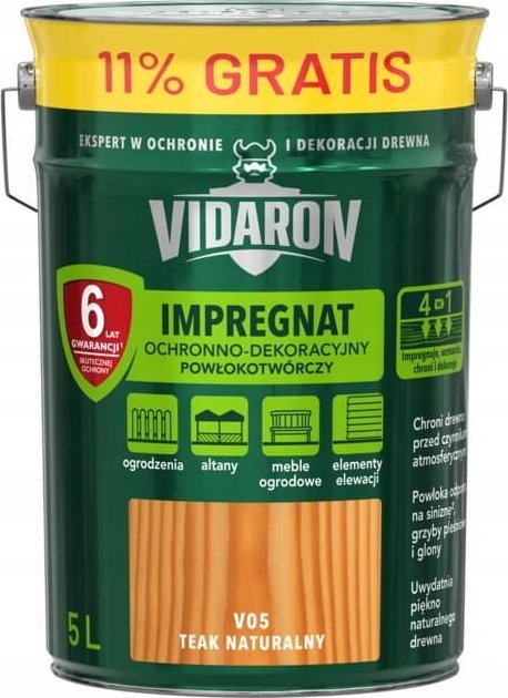 VIDARON Vidaron impregnat powłokotwórczy 5L teak naturalny ochronno-dekoracyjny