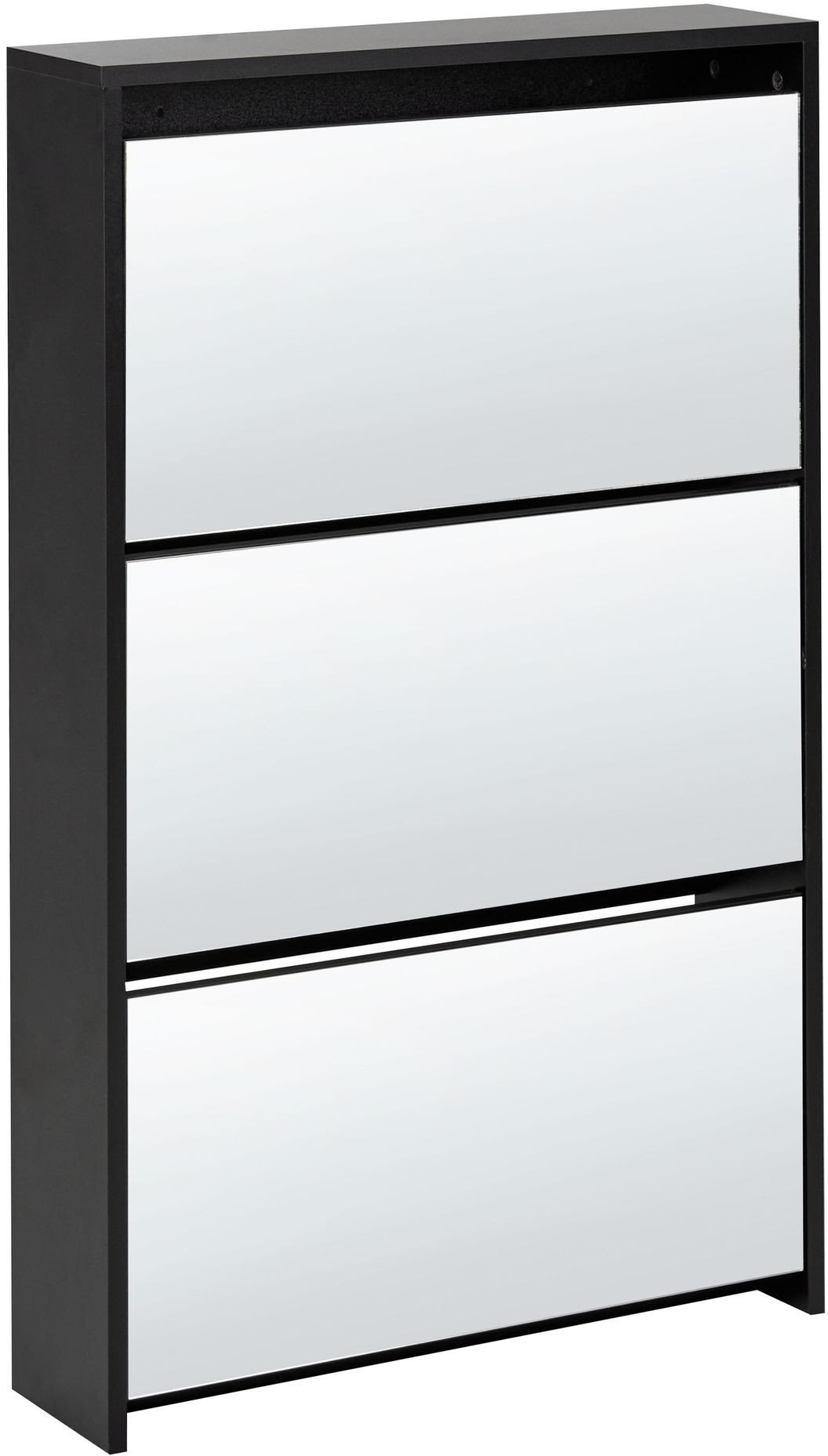 Szafka na buty 3 przegrody lustrzane fronty czarna MIDFIELD