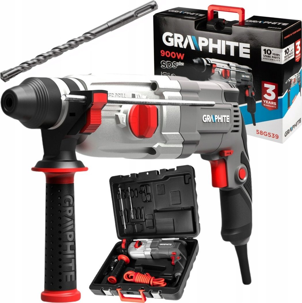Młotowiertarka Graphite 58G539 MŁOTOWIERTARKA SDS+ 900W, WALIZKA GRAPHITE
