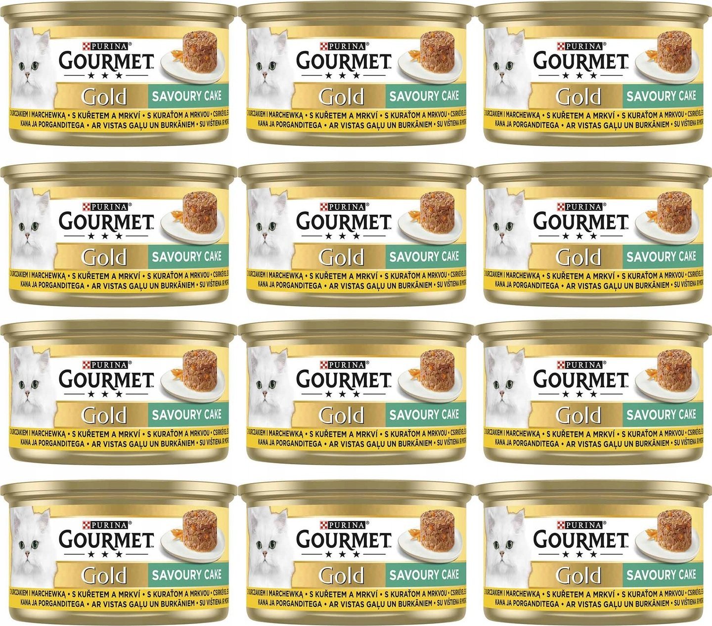 Purina Purina Gourmet Gold Savoury Cake Mokra karma dla kotów z kurczakiem i marchewką 85 g x 12 sztuk