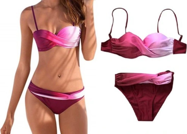 Pan i Pani Gadżet Strój kąpielowy tęczowy push up CZERWONY XL