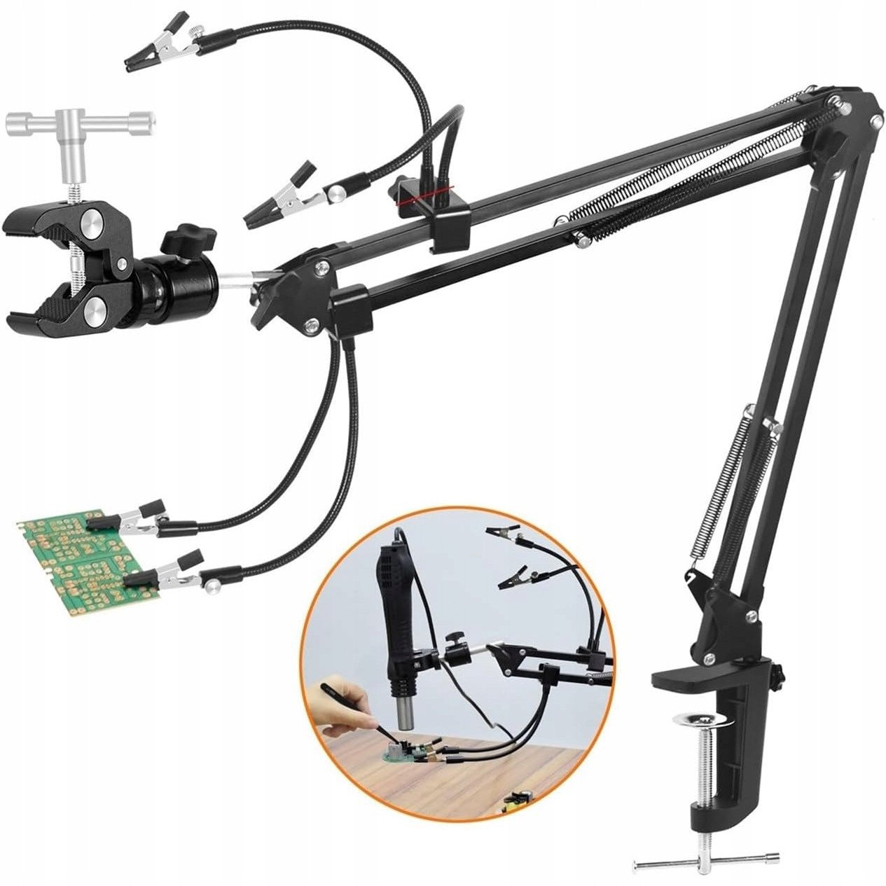 WYSIĘGNIK TRZECIA RĘKA UCHWYT MONTAŻOWY GĘSIA SZYJA LUTOWNICZA KROKODYLKI