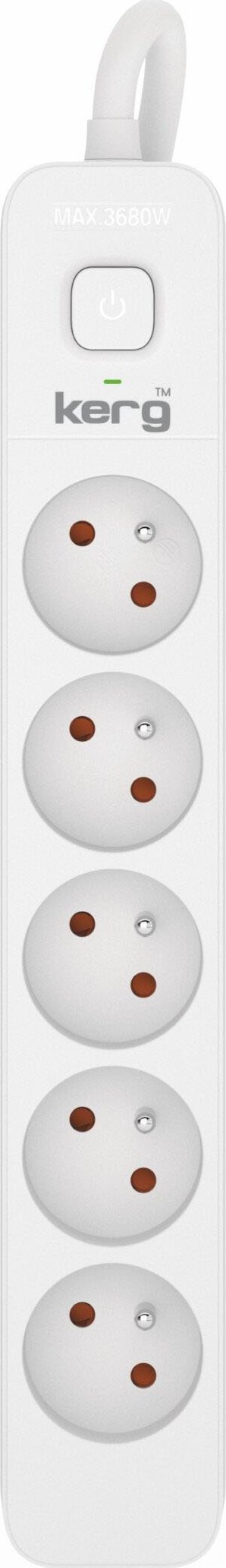Kerg Przedłużacz KERG z wyłącznikiem-5 gniazd-biało-szary-1,5m-16A-H05VV-F-3x1,5mm2