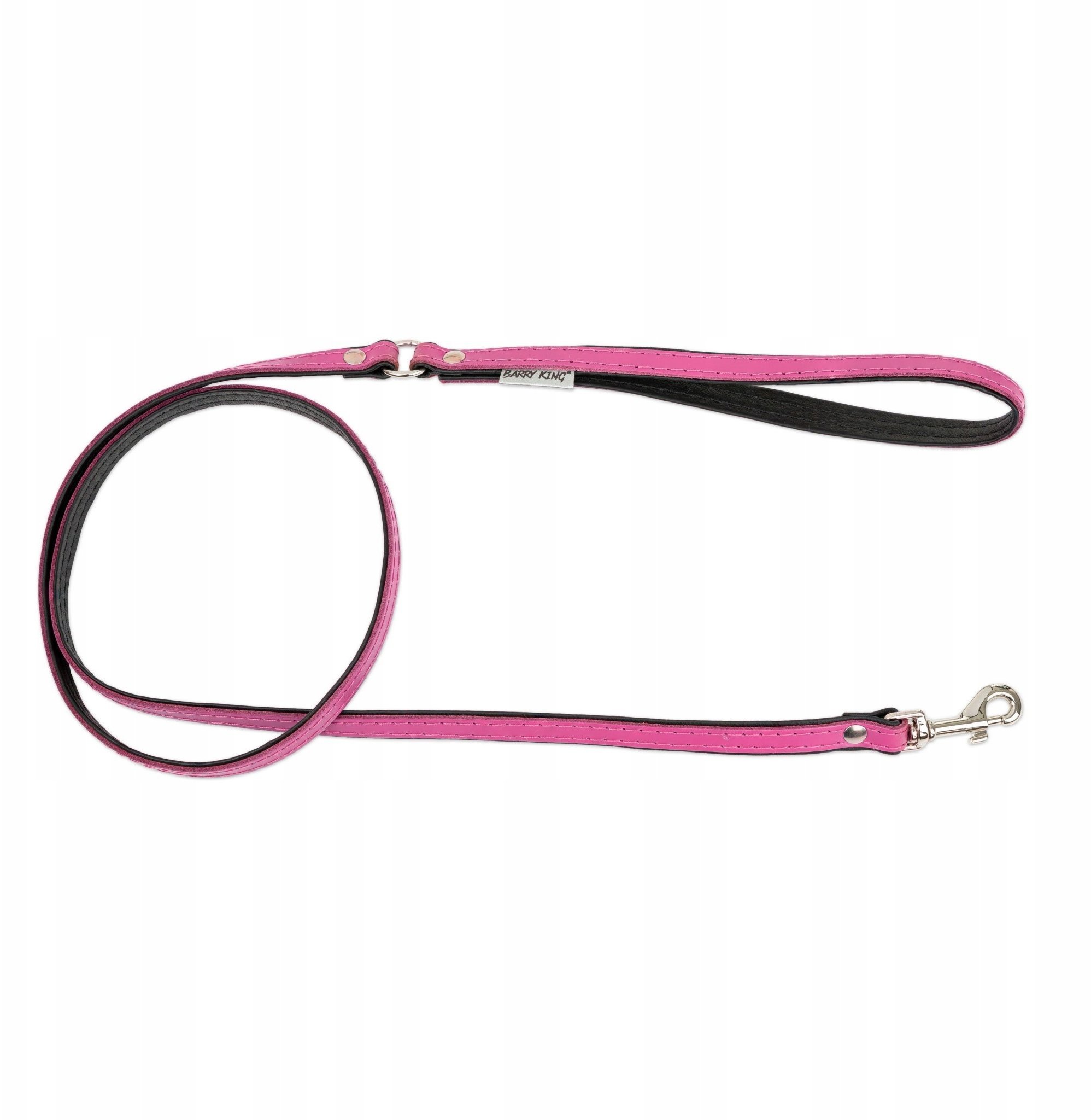 Smycz skórzana dla psa, różowy/czarny, M-L, 20mm/120cm