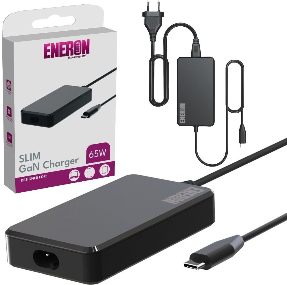 Kompaktowy Uniwersalny Zasilacz ENRON ładowarka do laptopa 65W USB-C GaN Slim + kabel