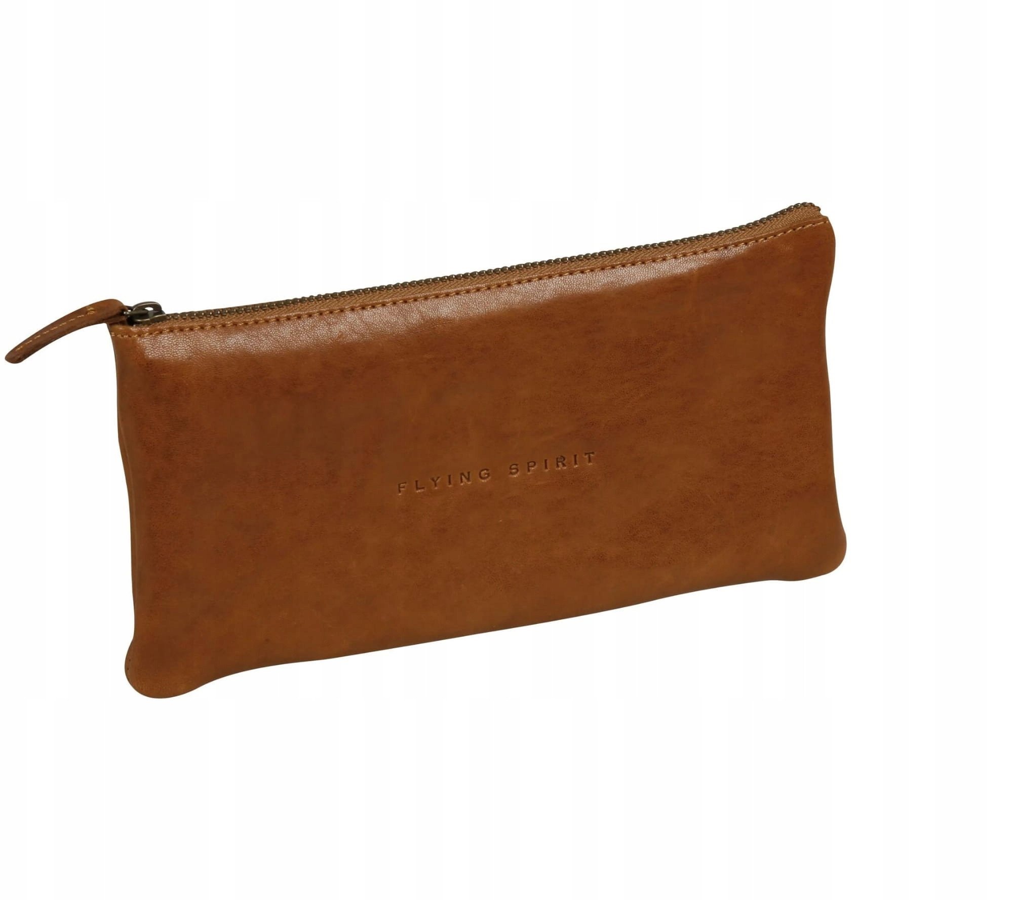 Flying Spirit Læderpenalhus Flad Cognac 22x11cm