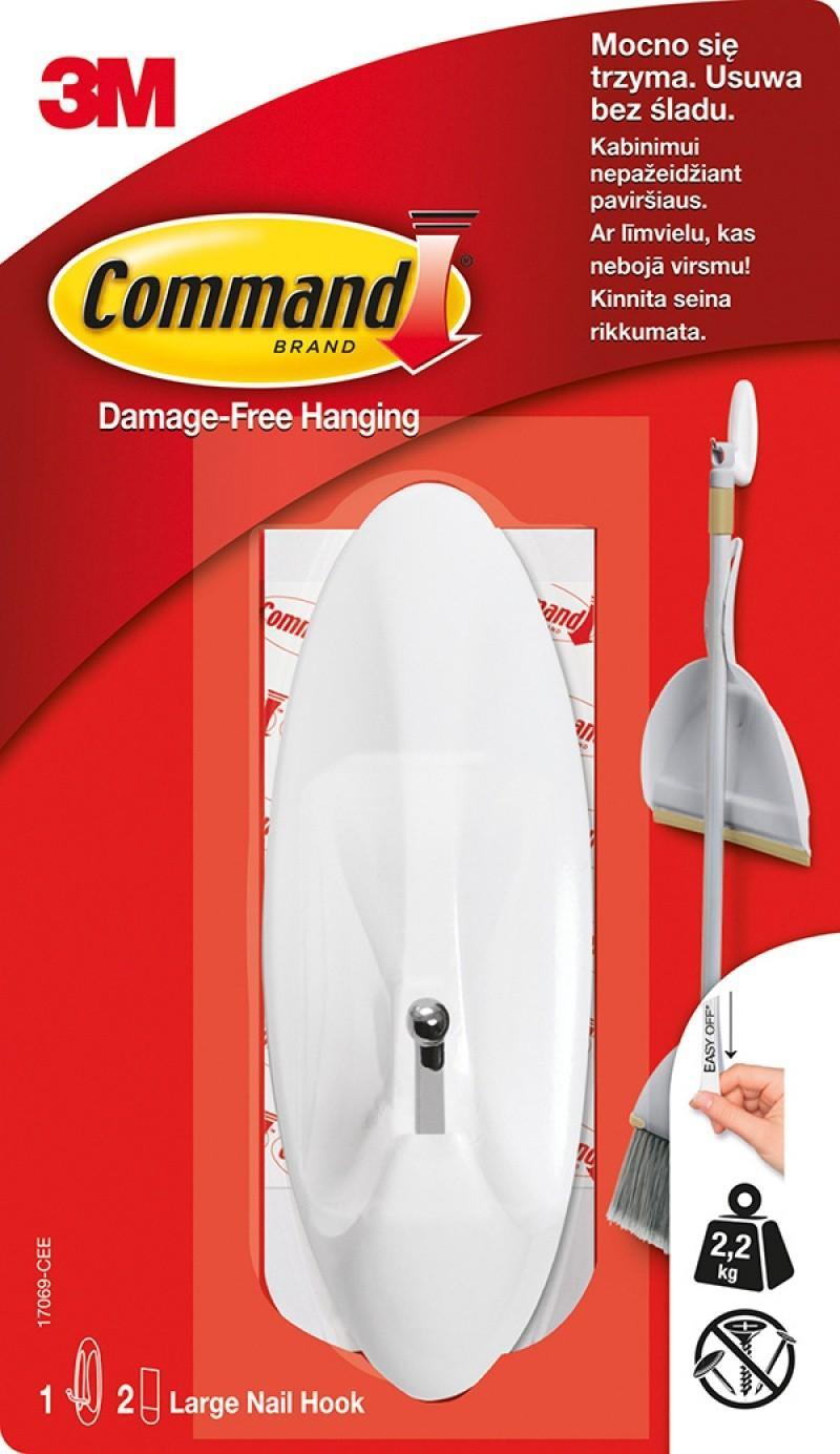 COMMAND Hak wielokrotnego użytku COMMAND (17069 PL), z metalowym uchwytem, duży, biały