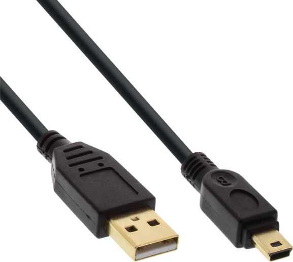 Kabel USB InLine USB-A - miniUSB 0.3 m Czarny (31803P)