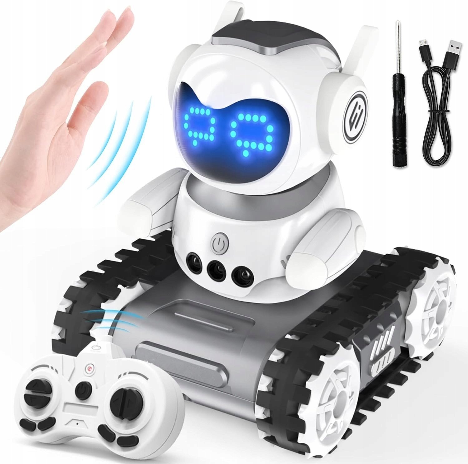 Robot zdalnie sterowany z funkcjÄ Walkie-Talkie emocje LED