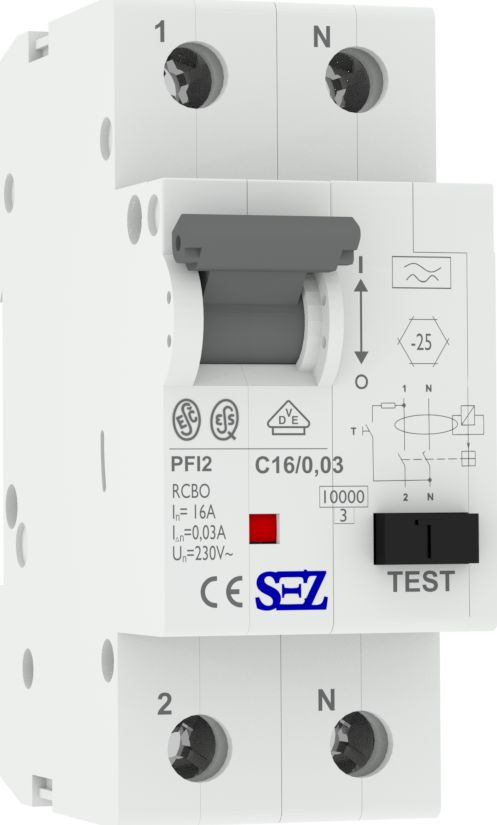 SEZ Krompachy C16A 30mA 2P 10kA typ A Wyłącznik różnicowoprąd z członem nadprąd RCBO SEZ 0264