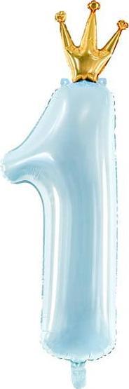 PartyDeco Balon foliowy Cyfra ''1'', 30x90cm, niebieski one size