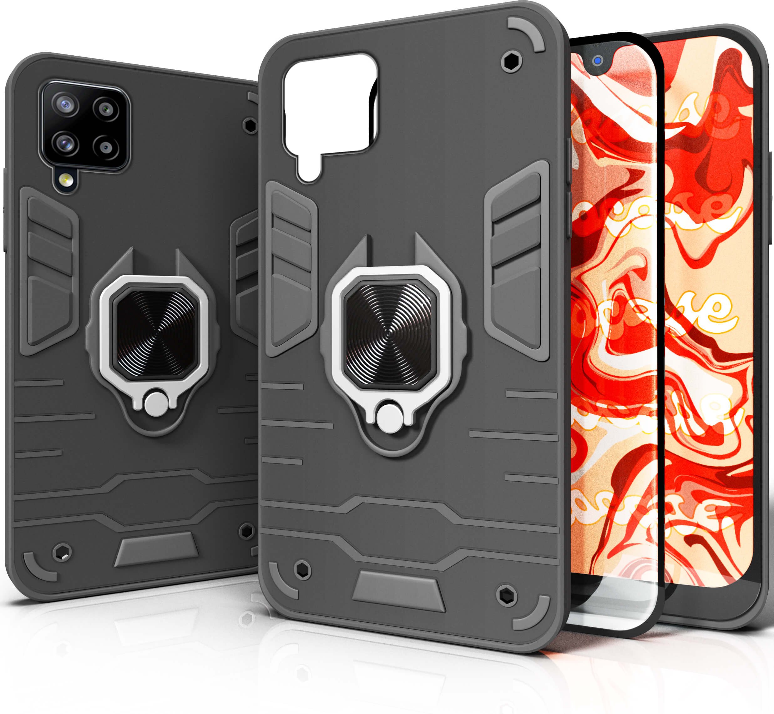 ETUI PANCERNE DO SAMSUNG GALAXY A42 5G CZARNE OBUDOWA ARMOR HOLDER SZKŁO