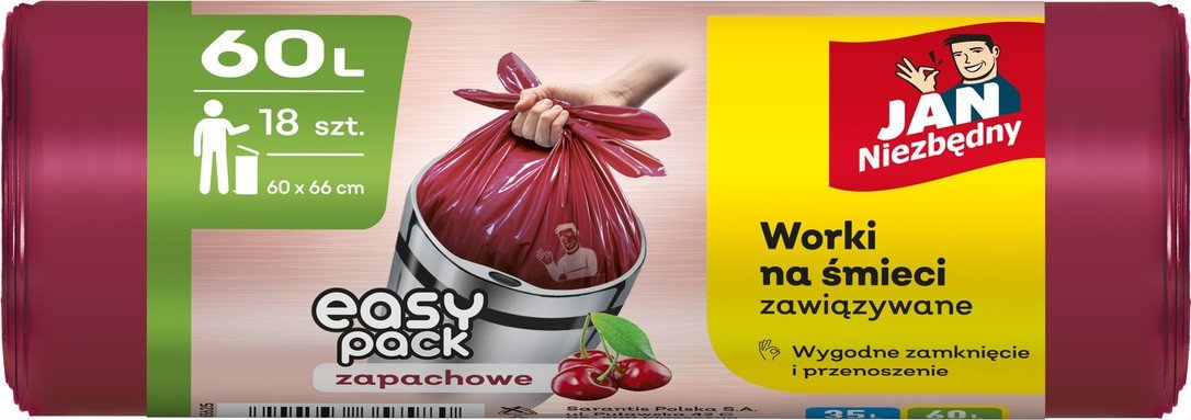 JAN Niezbędny Worki na odpady domowe 60L 18szt. (486908916)