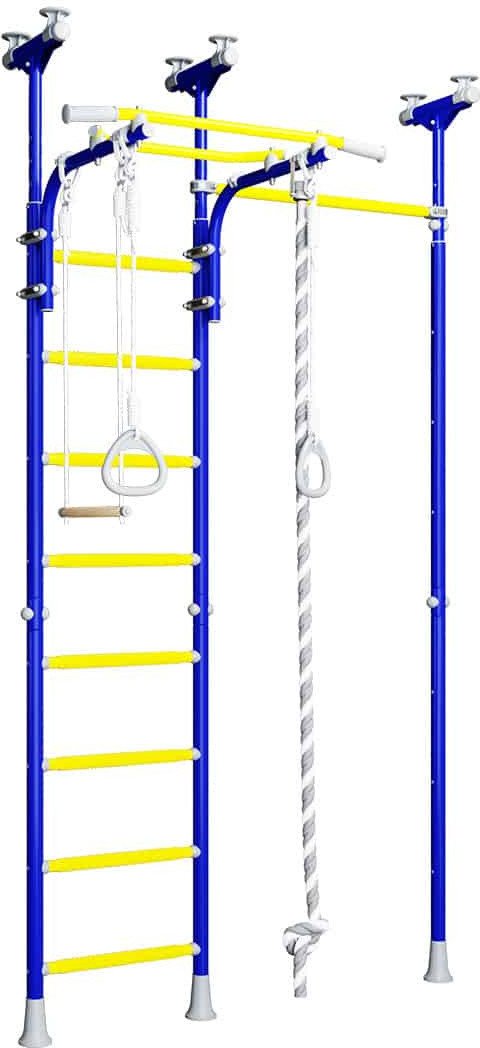Drabinka gimnastyczna JOWISZ 3 niebieska + drążek + słupek | DO 100 KG