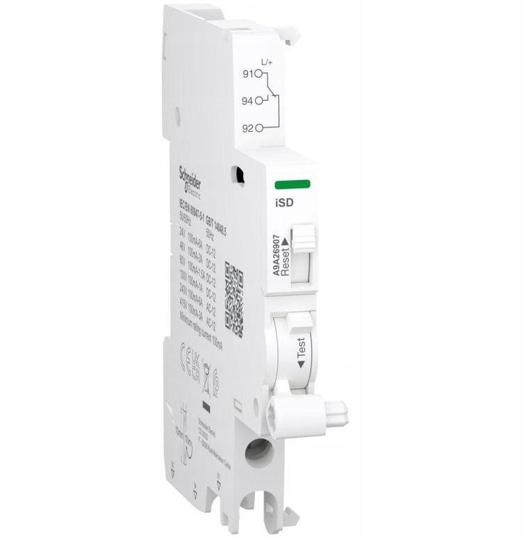 Styk sygnalizacyjny Acti9 SD (wskazanie wyzwolenia elektrycznego), 2-100 mA, 1 przemienny (1 CO), zaciski dolne A9N26917