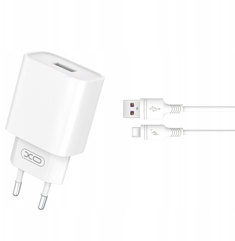 XO ładowarka sieciowa CE02D QC 3.0 18W 1x USB biała + kabel USB-C