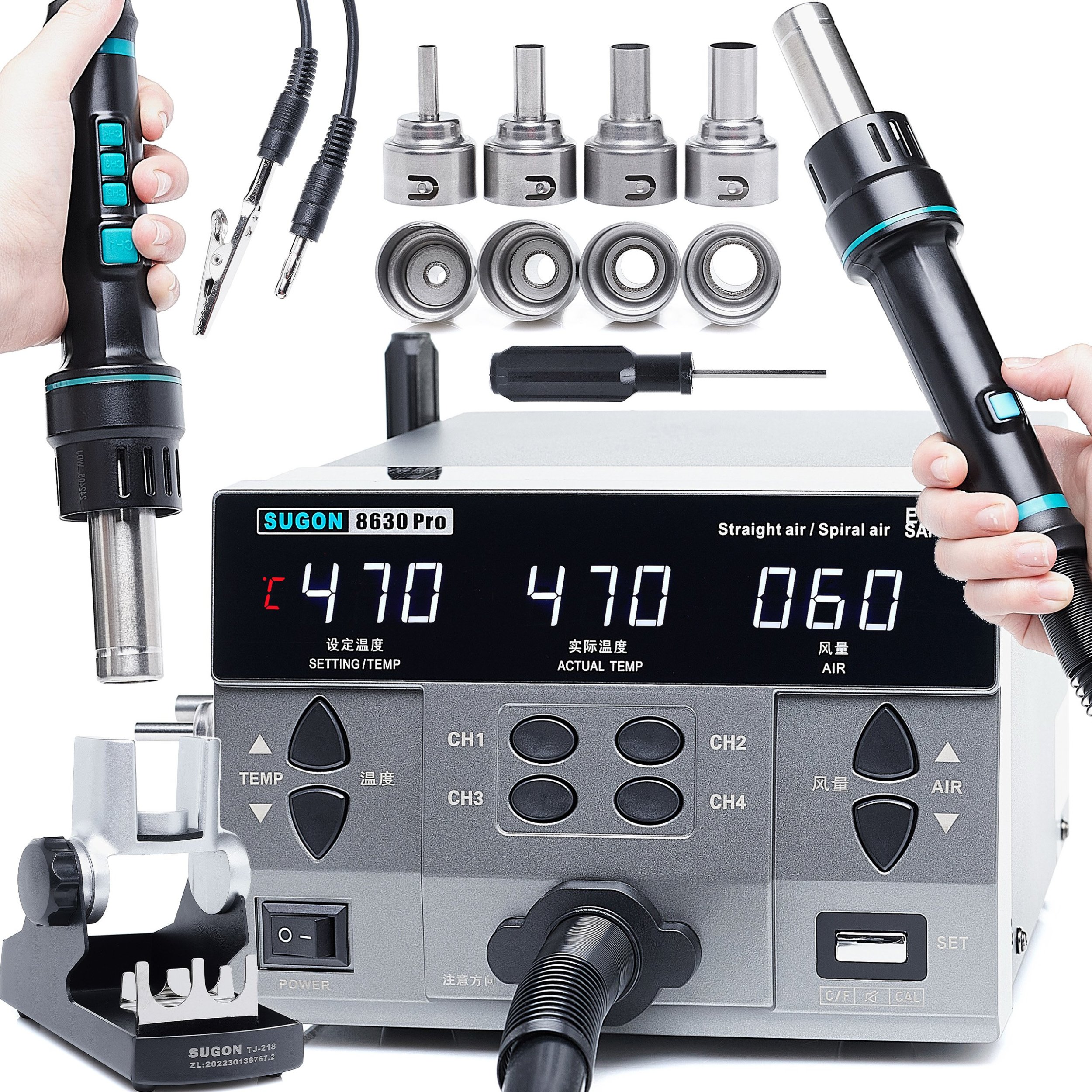 Stacja Lutownicza Hot Air Gorące Powietrze Sugon 8630 Pro 1300W Techrebal