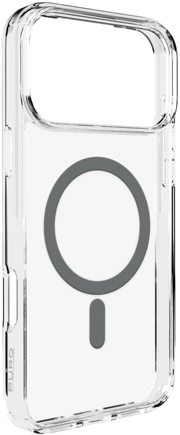 Etui Puro Lite Mag TPU+PC kompatybilne z MagSafe na iPhone 17 Pro - przezroczyste z szarym pierścieniem