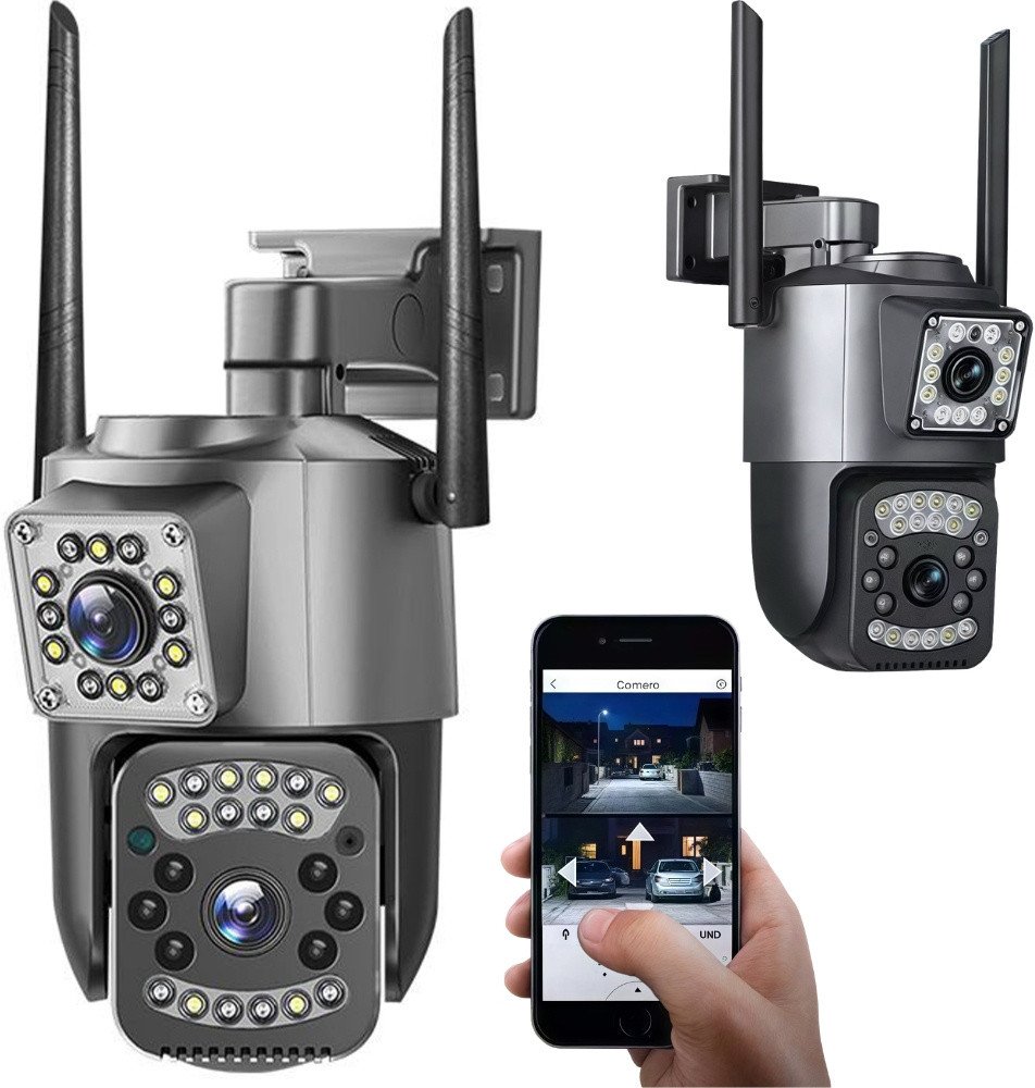 Kamera z dwoma obiektywami wifi zewnętrzna obrotowa wifi detektor ruchu ip