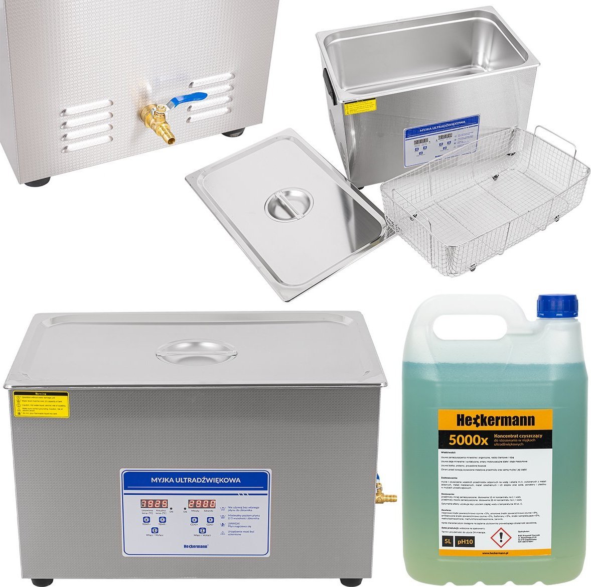 Heckermann HECKERMANN MYJKA ULTRADŹWIĘKOWA WANNA 30L DO DEZYNFEKCJI JP-100S + PŁYN 5L