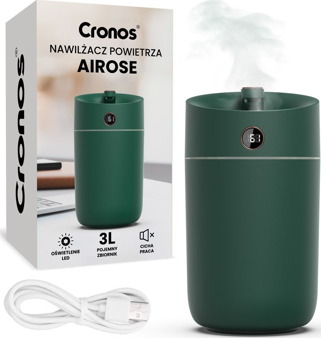 Nawilżacz powietrza Heckermann Nawilżacz powietrza ultradźwiękowy Cronos Airose 3L