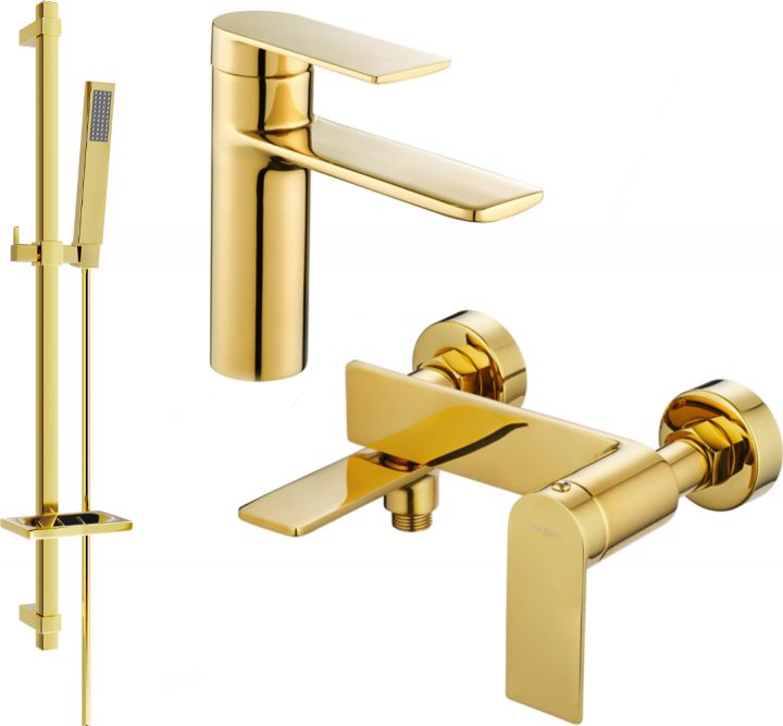 Mexen Mexen Zero DQ02 zestaw wannowy, złoty - 71103DQ02-50