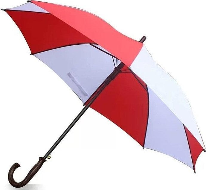 Parasol automatycznie rozkładany biało-czerwony
