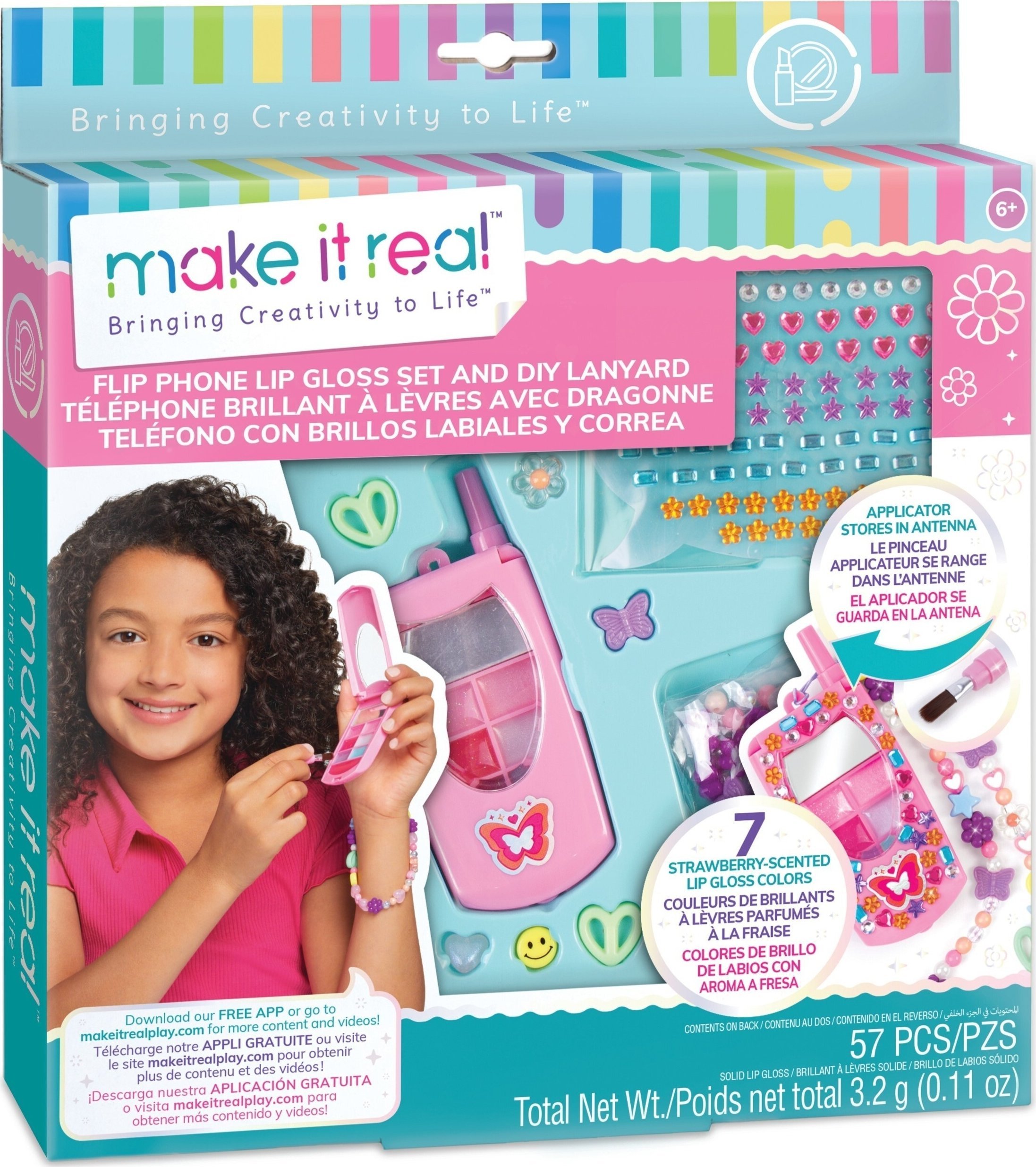 Make it real MAKE IT REAL Flip Phone Lip Gloss Set and DIY Lanyard