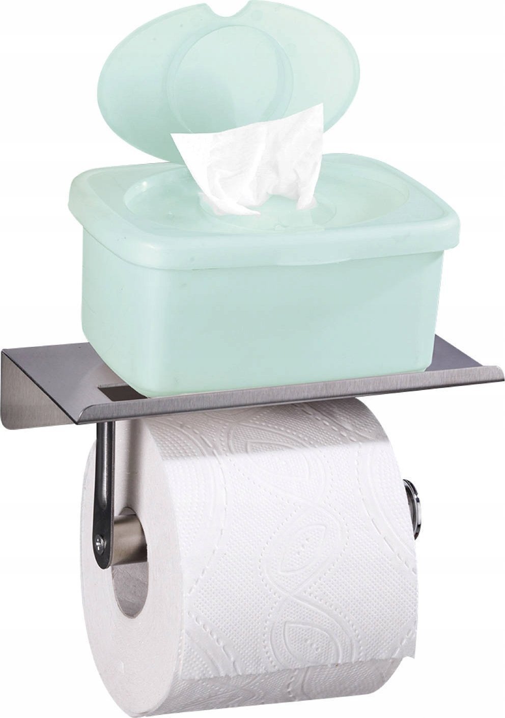 Maximex Uchwyt na papier toaletowy z półką, stal nierdzewna