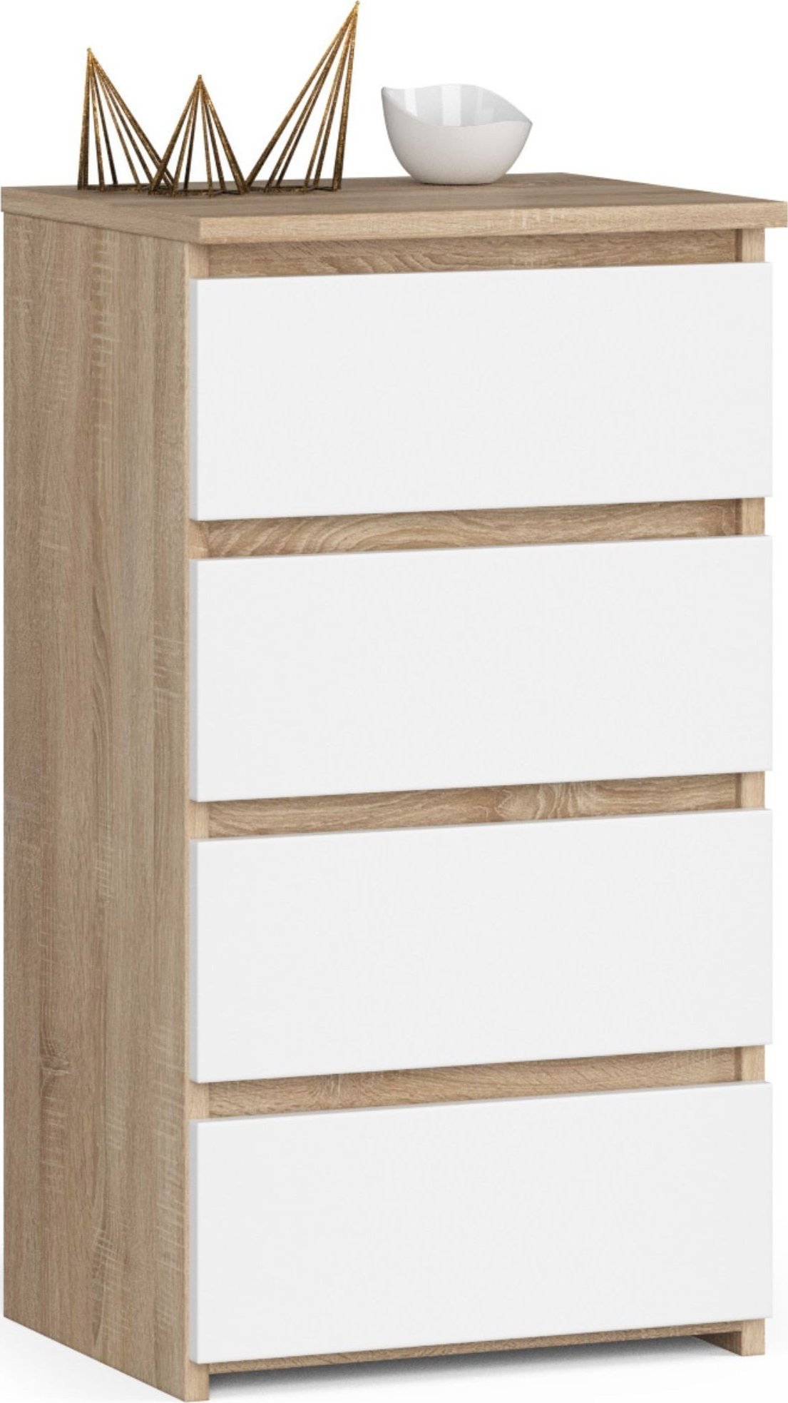 Fabryka Mebli Akord Komoda CL4 40 cm 4 szuflady - dąb sonoma - biały