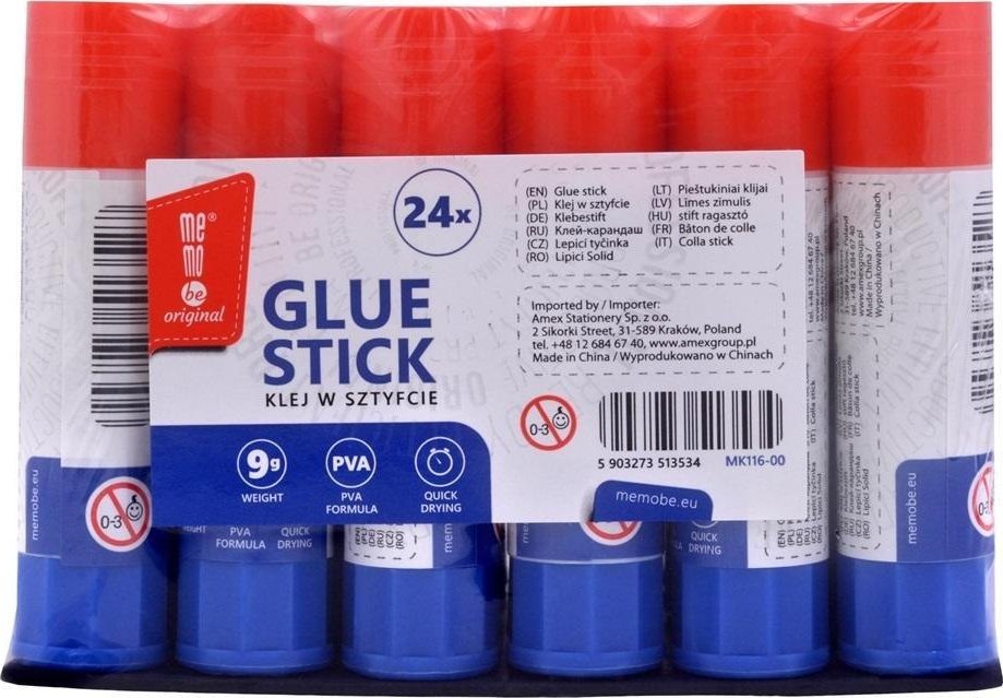 Klej w sztyfcie 9g (24szt) MemoBe