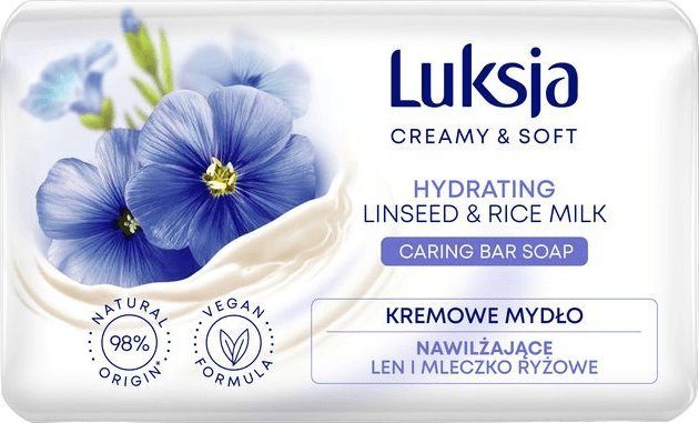 Sarantis Luksja Creamy & Soft Nawilżające Kremowe Mydło w kostce Len & Mleczko Ryżowe 90g