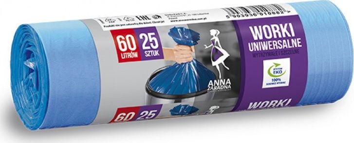 Anna Zaradna Worki na śmieci uniwersalne ANNA ZARADNA, 60l, 25szt., niebieskie