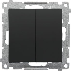 Kontakt-Simon Przycisk podwójny Kontakt-Simon 55 TP2.01/149 zwierny bez piktogramu moduł 10 AX, 250V~, szybkozłącza czarny mat