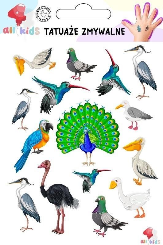 Tatuaże zmywalne dla dzieci Ptaki
