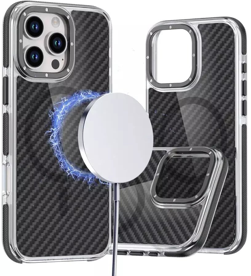 Futerał FIBER kompatybilny z MagSafe do IPHONE 16 PRO czarny