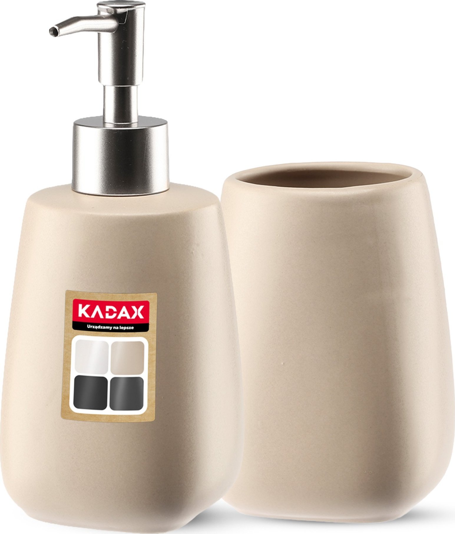 Kadax KADAX Zestaw Łazienkowy Wc Dozownik Kubek Beżowy