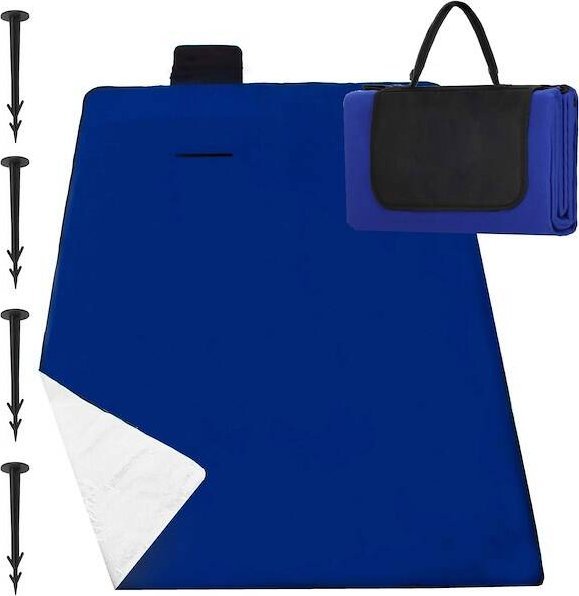 Springos Koc plażowy piknikowy 150x135 cm na biwak mata niebieska UNIWERSALNY