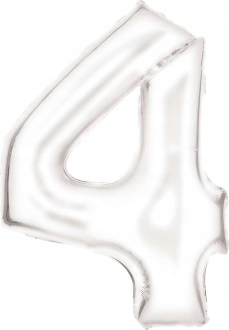 AMSCAN Balon foliowy cyfra 4 satynowa biała 86cm 9917296
