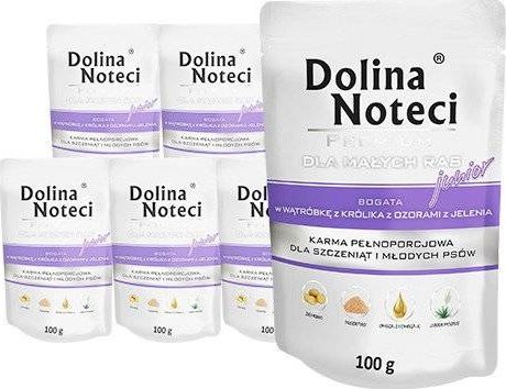 Dolina Noteci Dolina Noteci PREMIUM dla psów małych ras JUNIOR bogata w wątróbkę z królika z ozorami z jelenia saszetka 10x100g