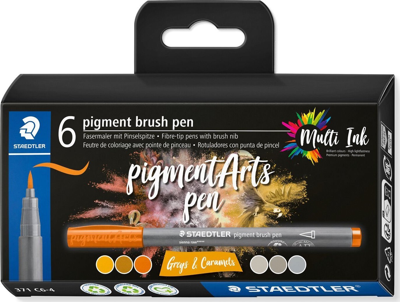 Staedtler STAEDTLER MultiInk Pigment Arts brush pen 6er-Set grau&Caram retail