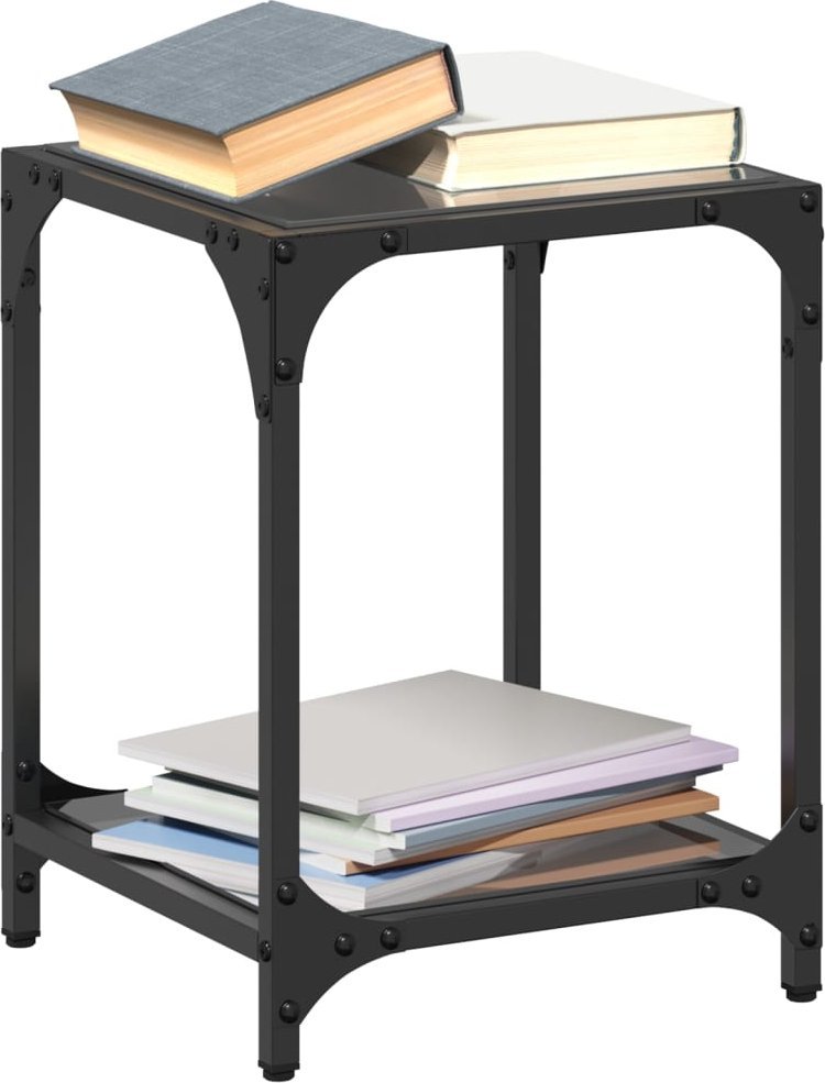 vidaXL Stoliki kawowe z czarnym, szklanym blatem, 2 szt., 30x30x40 cm