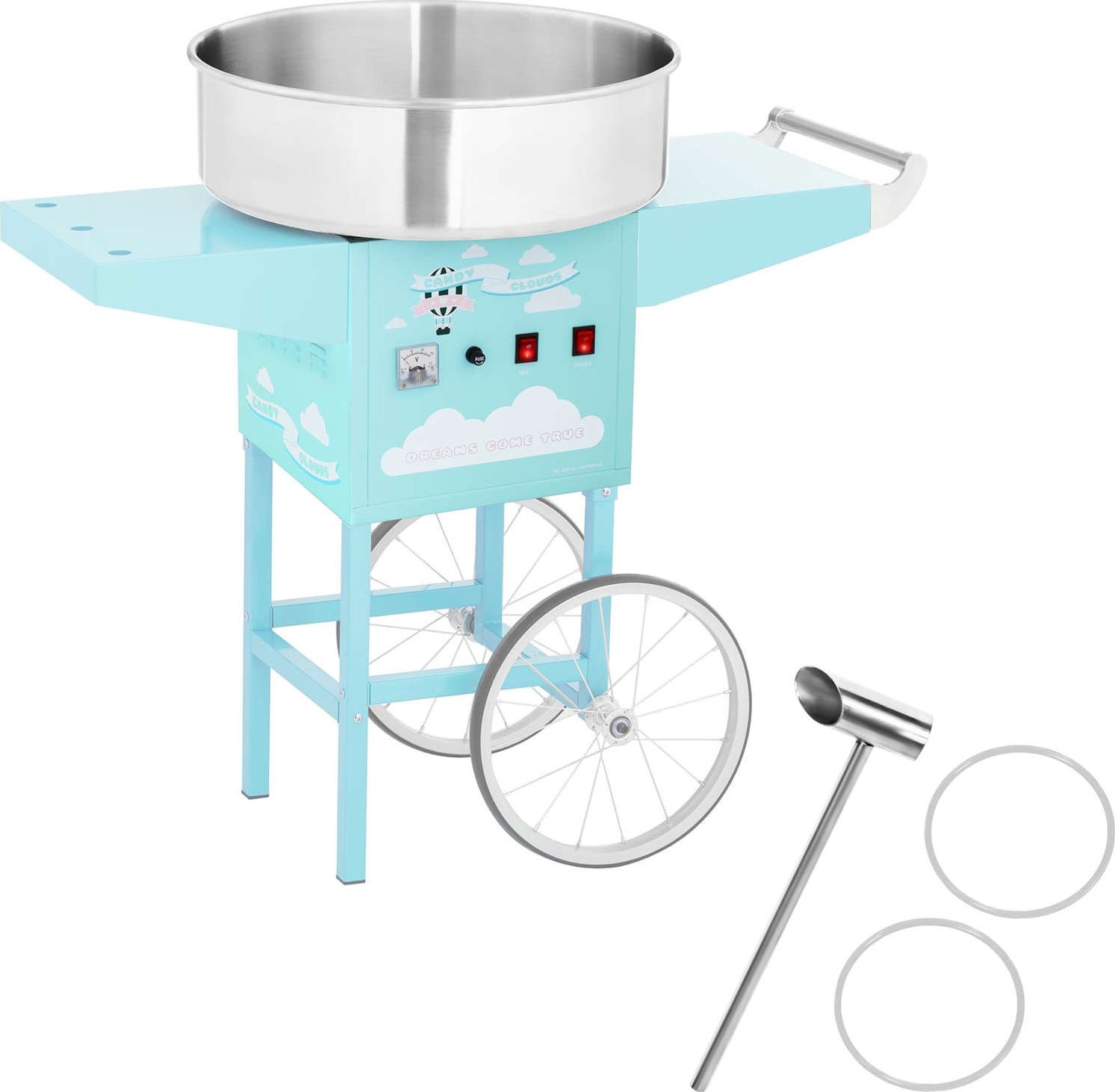 Royal Catering Mobilna maszyna do waty cukrowej turkusowa śr. misy 520mm + miarka do cukru