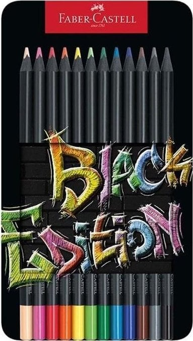 Kredki trójkątne Black Edition 12 kol. op. metal